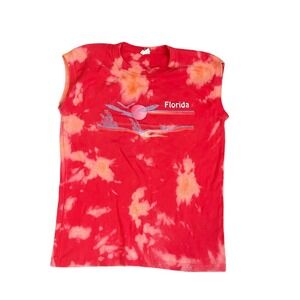 VTG Red Custom Bleach Florida Nature Cut Off Shirt Size‎ Large Single Stitch